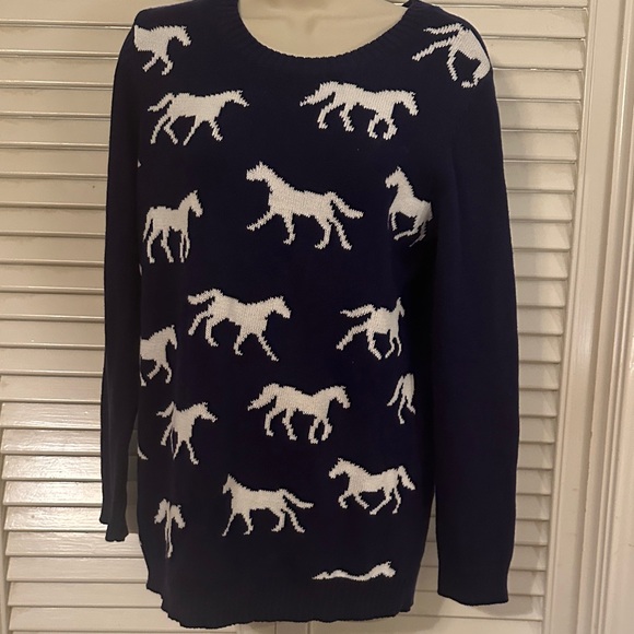 Old Navy Sweaters - Old Navy Navy Blue Horse Pattern Sweater